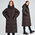 Women's Long Insulated Winter Jacket with Hood