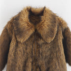 Elegant Faux Fur Jacket with Wide Collar