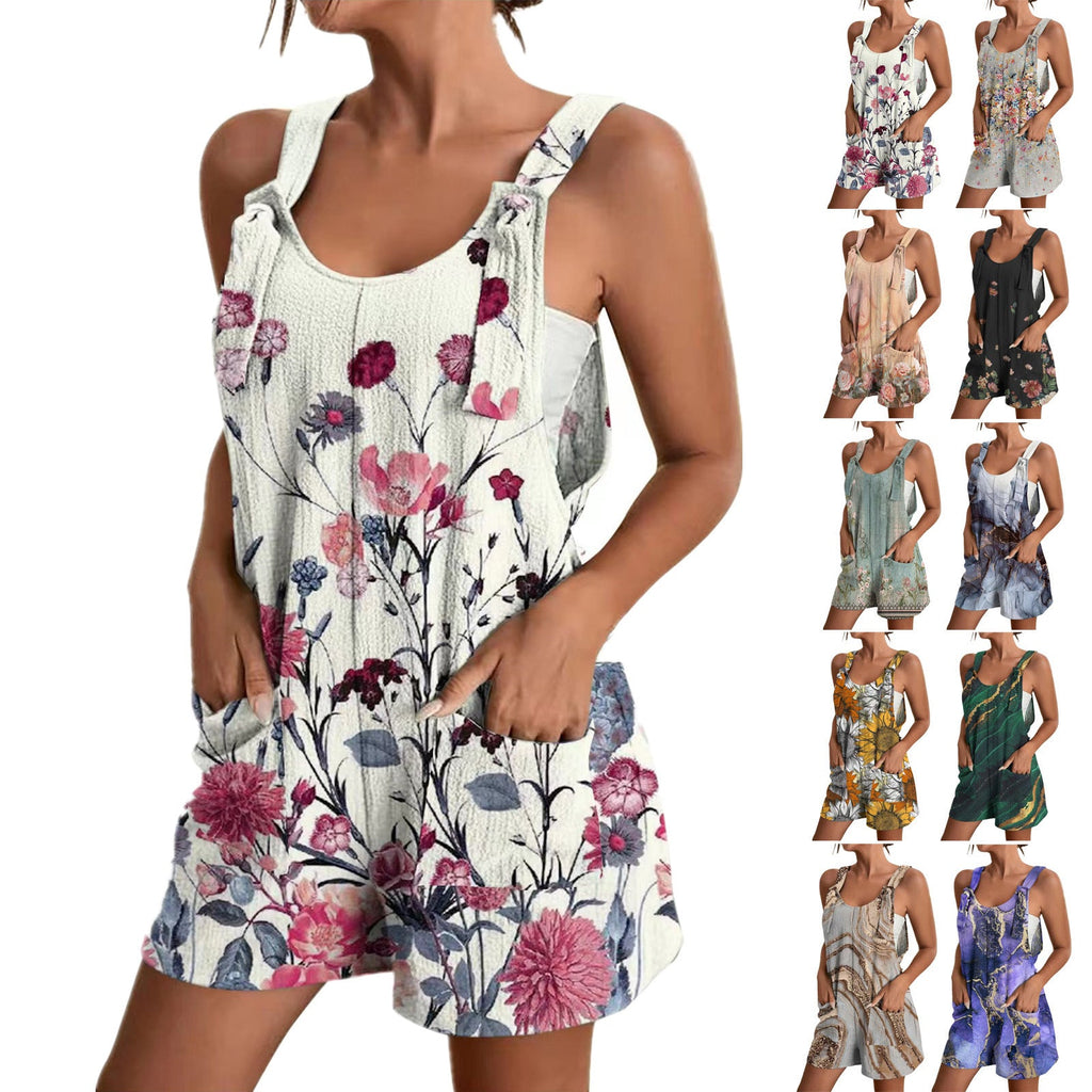 Women's Casual Floral Jumpsuit with Pockets