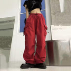 Women's Cargo Pants with Practical Side Pockets and Elastic Waistband