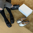 Women's Ballet Flats with Elegant Strap and Shimmering Finish