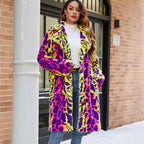 Women's Fluffy Faux Fur Coat in Vibrant Pattern