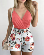 Women's Floral Jumpsuit with Wrap Neckline