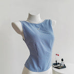 Women's Sleeveless Plaid Blouse