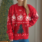 Women's Knit Christmas Sweater with Festive Motifs