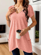 Women's Comfortable V-Neck T-Shirt with Pockets