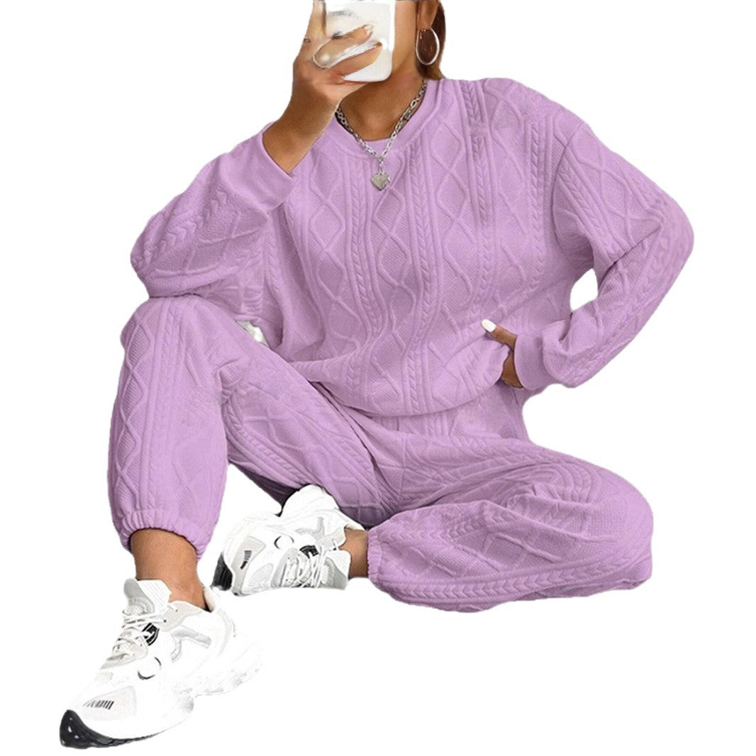 Women's Cozy Textured Knit Loungewear Set