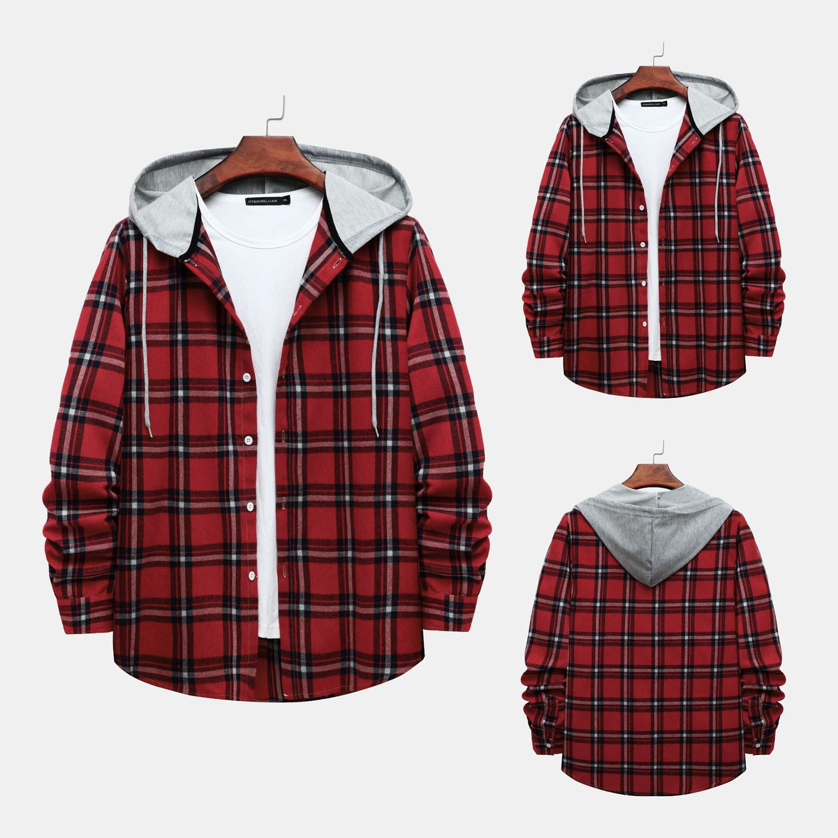 Women's Plaid Cotton Shirt with Hood