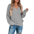 Women's V-Neck Fine Knit Pullover