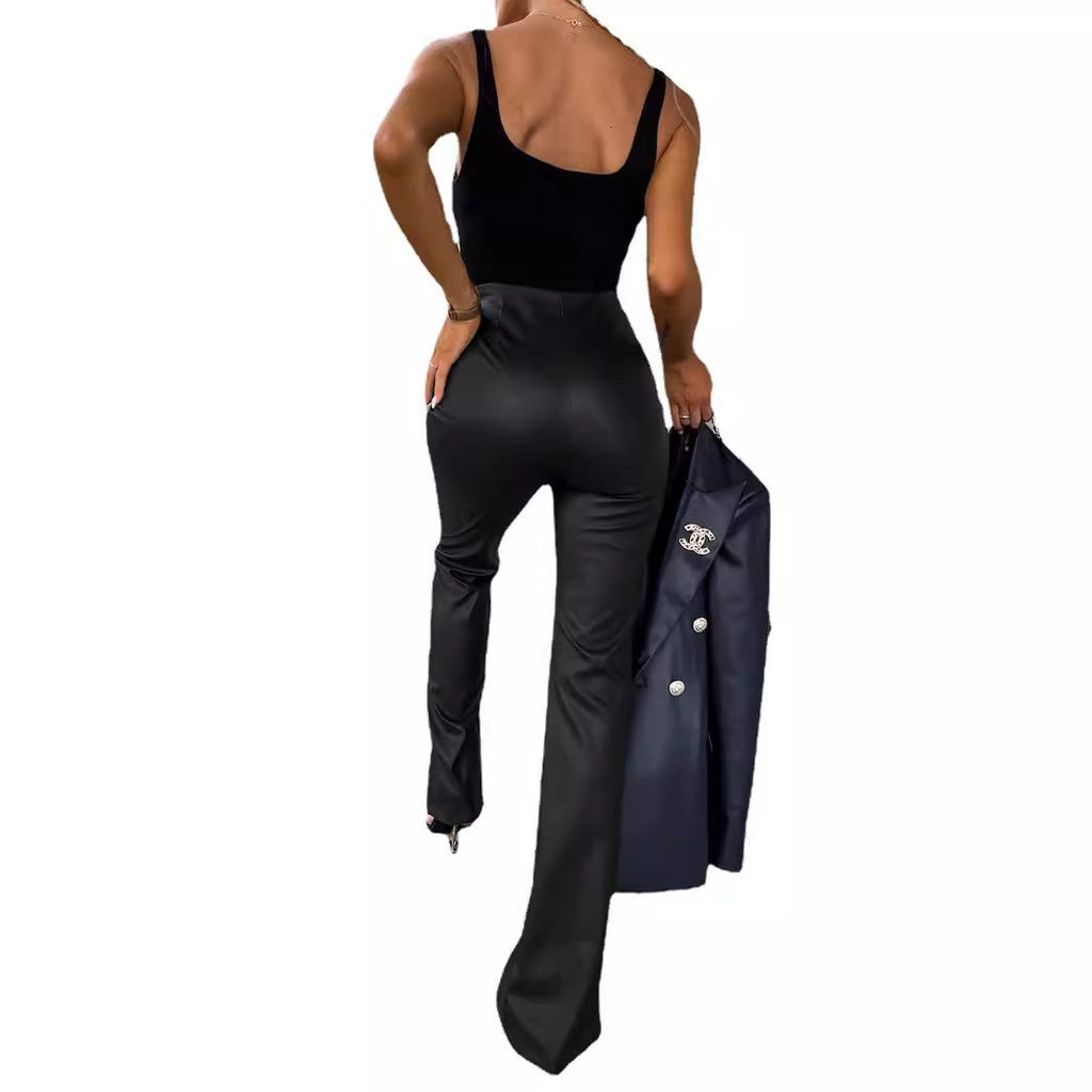 Women's Elegant High-Waisted Blazer with Slit