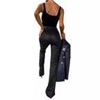 Women's Elegant High-Waisted Blazer with Slit