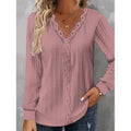 Women's Long-Sleeve Lace-Accent Blouse
