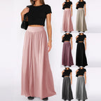 Women's Maxi Skirt with Elastic Waistband and Flowing Fabric