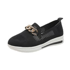 Women's Breathable Slip-On Sneakers with Fashionable Chain Detail
