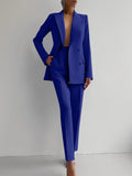 Women's Elegant Double-Breasted Blazer and Tailored Trousers