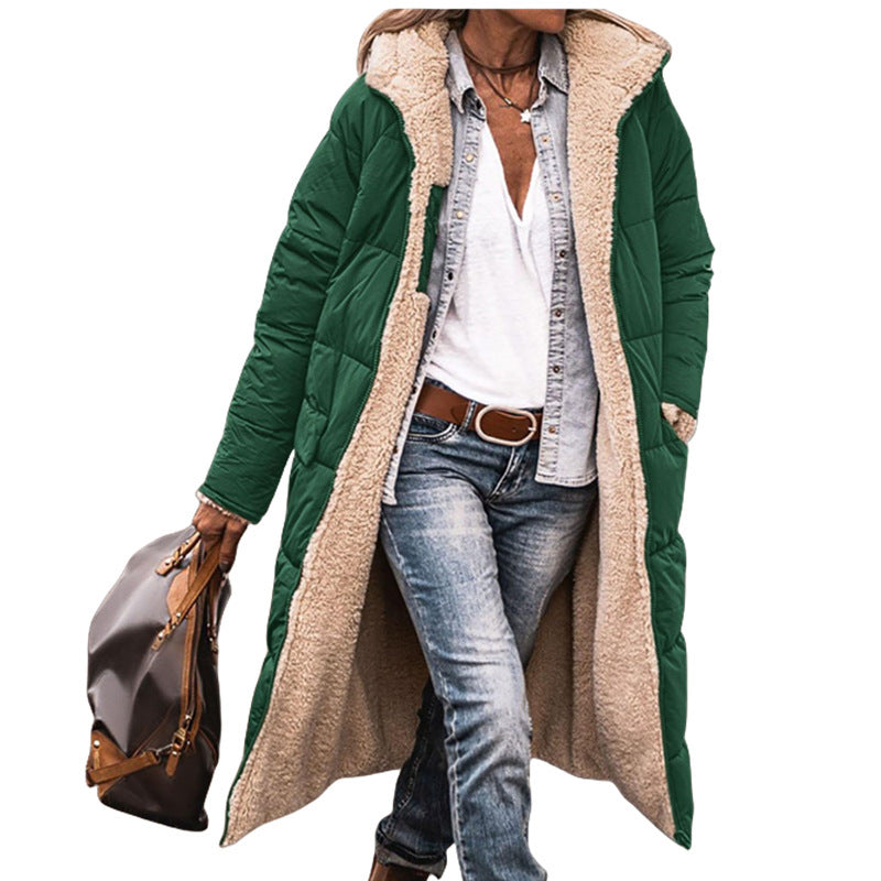 Women's Long Padded Winter Jacket with Fleece Lining