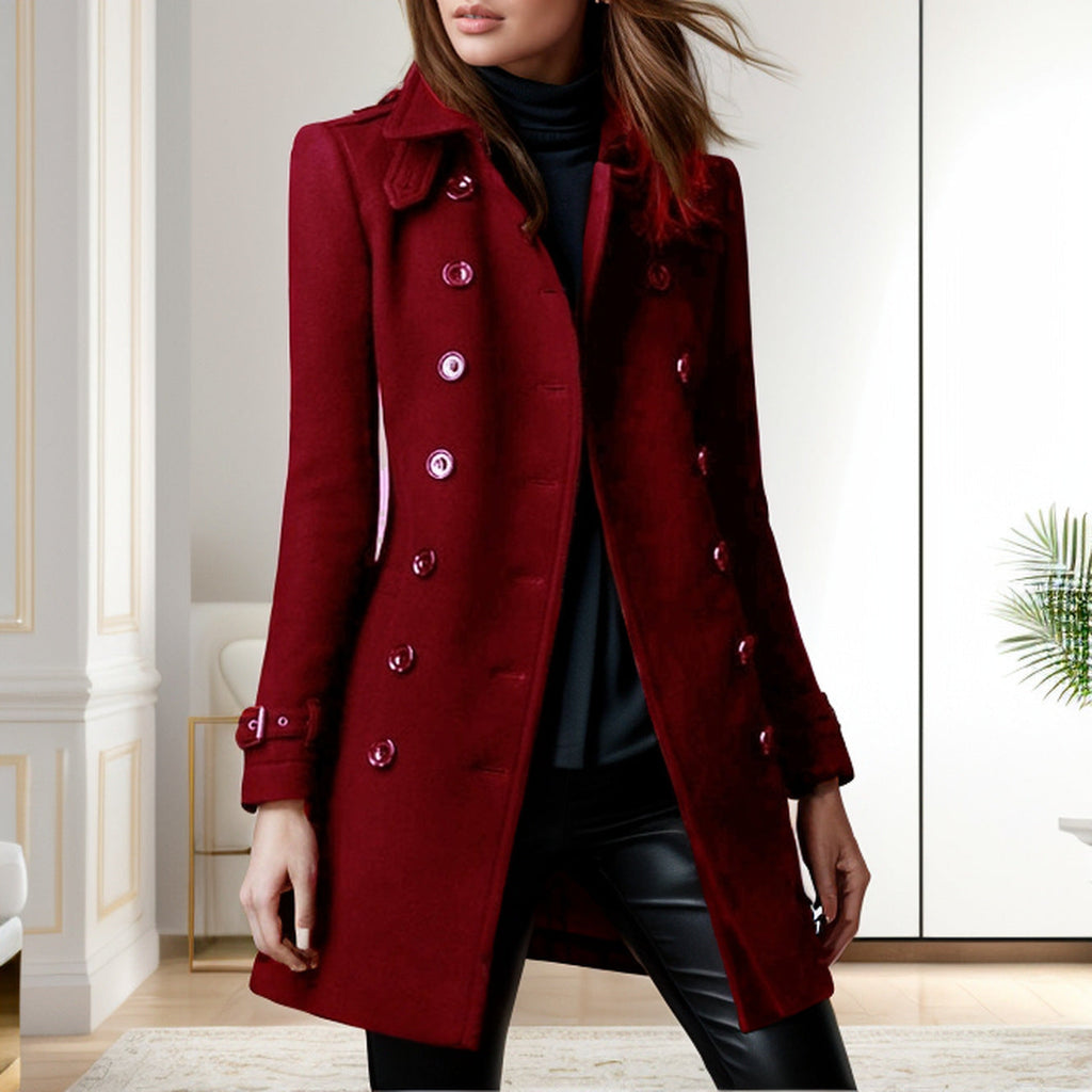 Women's Elegant Trench Coat with Double-Breasted Design