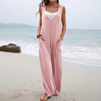 Women's Casual Wide-Leg Jumpsuit with Pockets