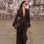 Women's Blazer with Deep V-Neck and Elegant Silhouette