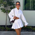 Women's Short-Sleeved Flowing Set with Cropped Blouse and Skirt