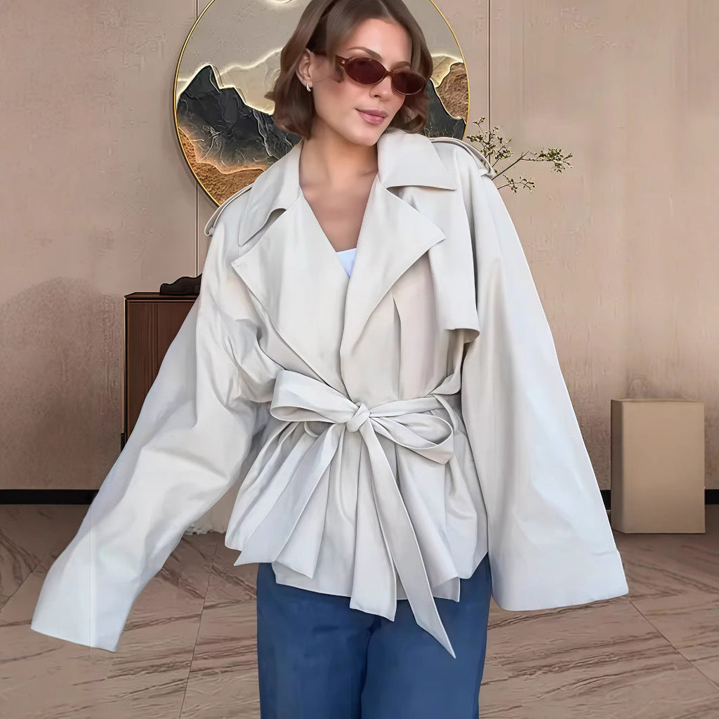 Women's Elegant Trench Jacket with Textured Design