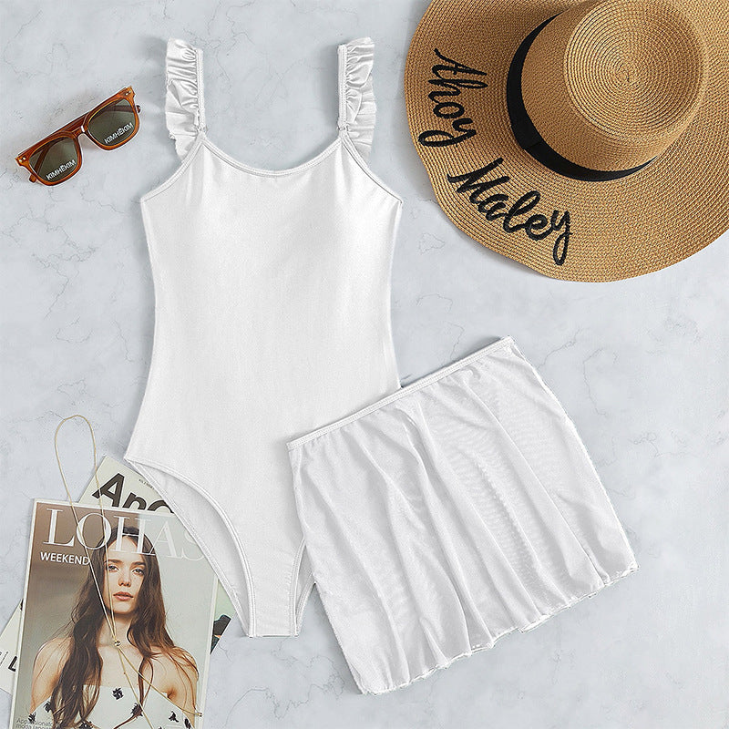 Women's Elegant Beach Cover-Up with Ruffle Details