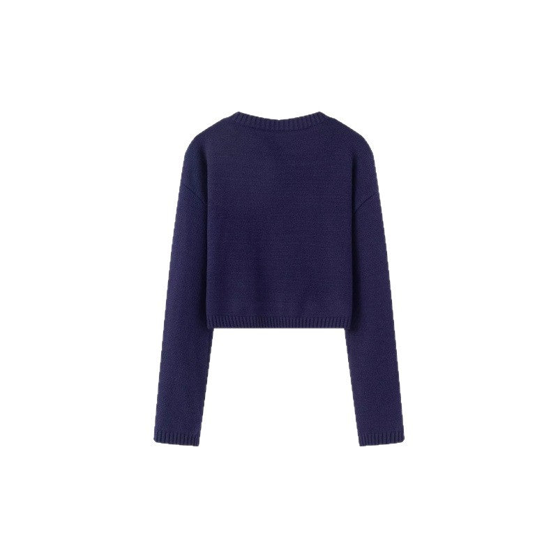 Women's Cropped Pullover with Playful Bow Motif