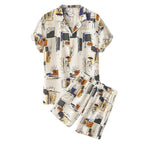 Women's Fashionable Short-Sleeve Set with Floral Pattern