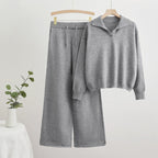 Women's Cozy Knit Loungewear Set with Wide-Cut Sweater and Pants