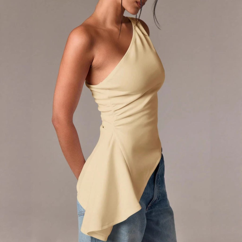 Women's Asymmetrical Top with Tiered Hem