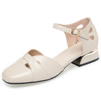 Women's Ballet Flats with Decorative Strap and Modern Heel