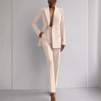 Women's Elegant Double-Breasted Blazer and Tailored Trousers