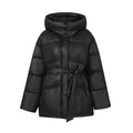 Women's Fashionable Padded Winter Coat with Belt and Hood