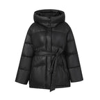 Women's Fashionable Padded Winter Coat with Belt and Hood