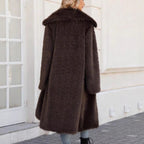 Women's Fluffy Faux Fur Coat with Soft Lapel