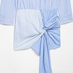 Women's Blouse with Asymmetric Knot and Refined Draping