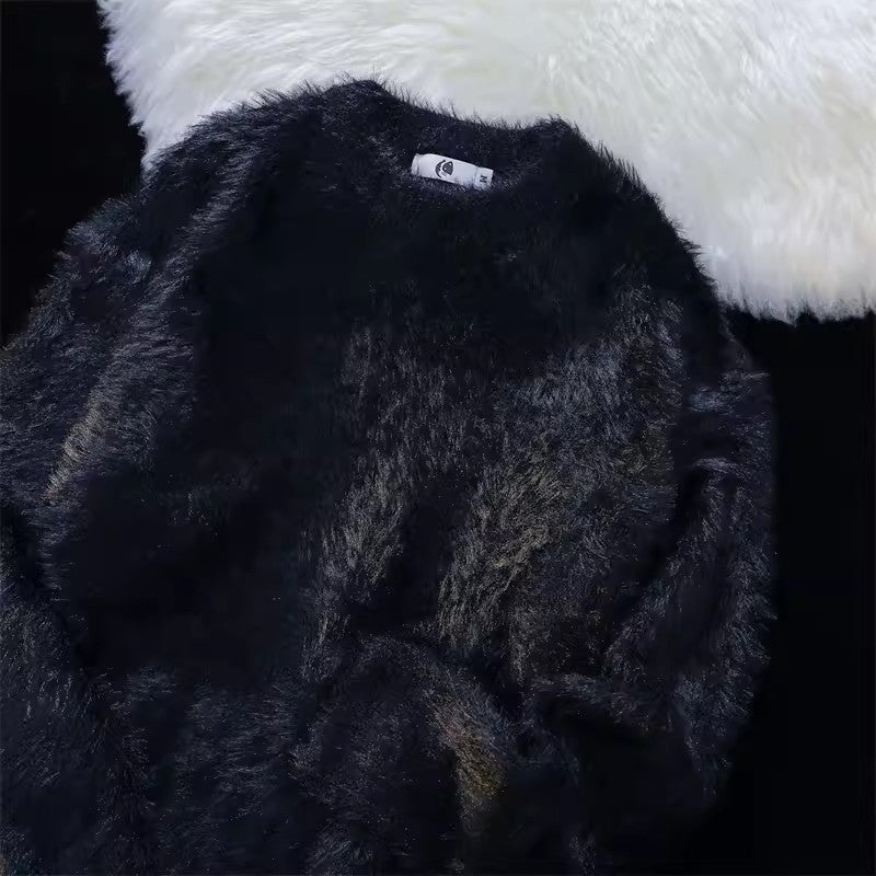 Women's Fluffy Crew Neck Pullover