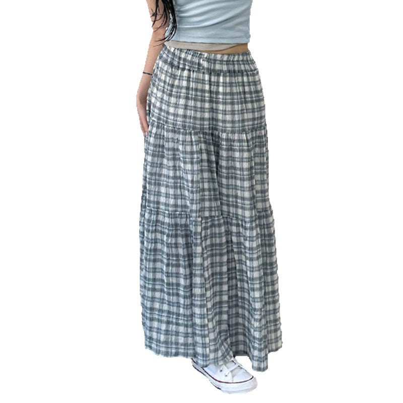 Women's Plaid Tiered Maxi Skirt