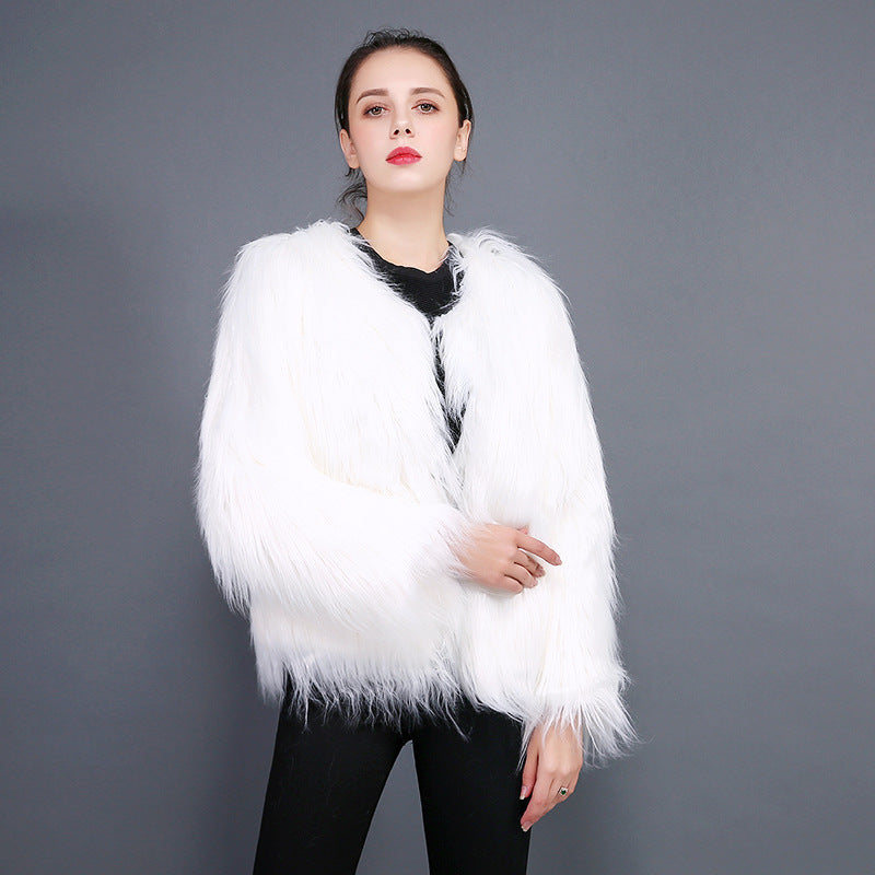 Women's Cozy Faux Fur Open-Front Long-Sleeve Coat