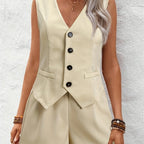 Women's Sleeveless Blazer with Shorts
