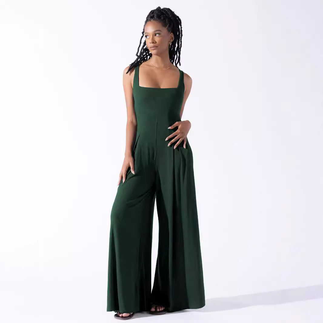 Women's Wide-Leg Jumpsuit with Deep Back