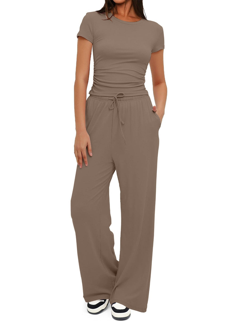 Women's Comfortable Leisure Set with Elastic Waist and Cozy Top