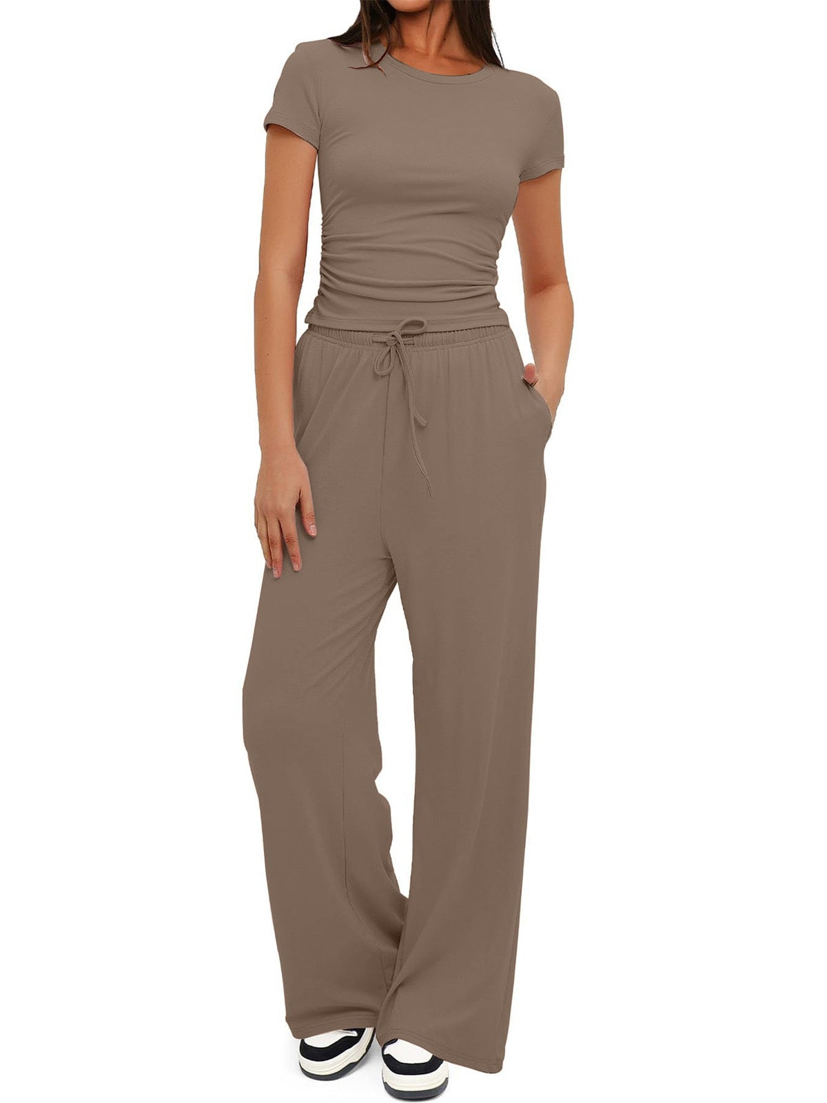 Women's Comfortable Leisure Set with Elastic Waist and Cozy Top
