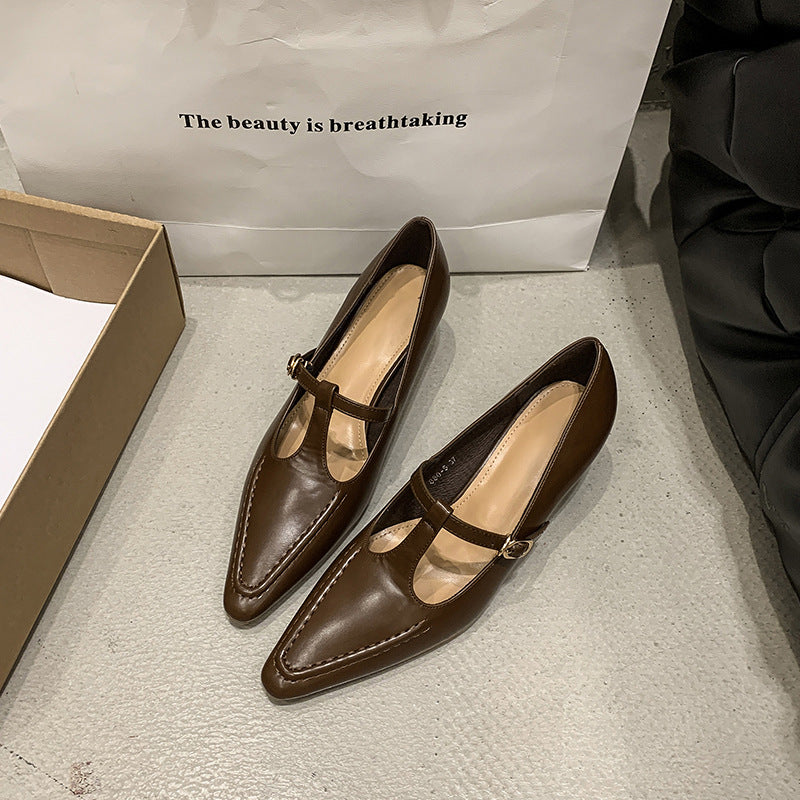 Women's Pointed-Toe Ballet Flats with Strap