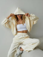 Women's Casual Lounge Set with Hoodie and Wide-Leg Pants