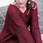 Women's Chunky Knit Sweater with Wide Cut