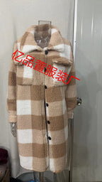 Women's Cozy Plaid Coat with Soft Lining and Button Placket