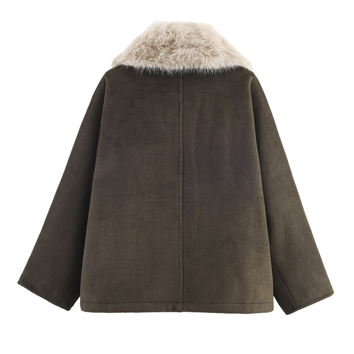 Elegant Oversized Coat with Detachable Faux Fur Collar