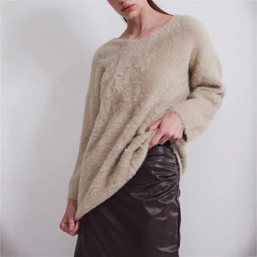 Women's Fluffy V-Neck Sweater