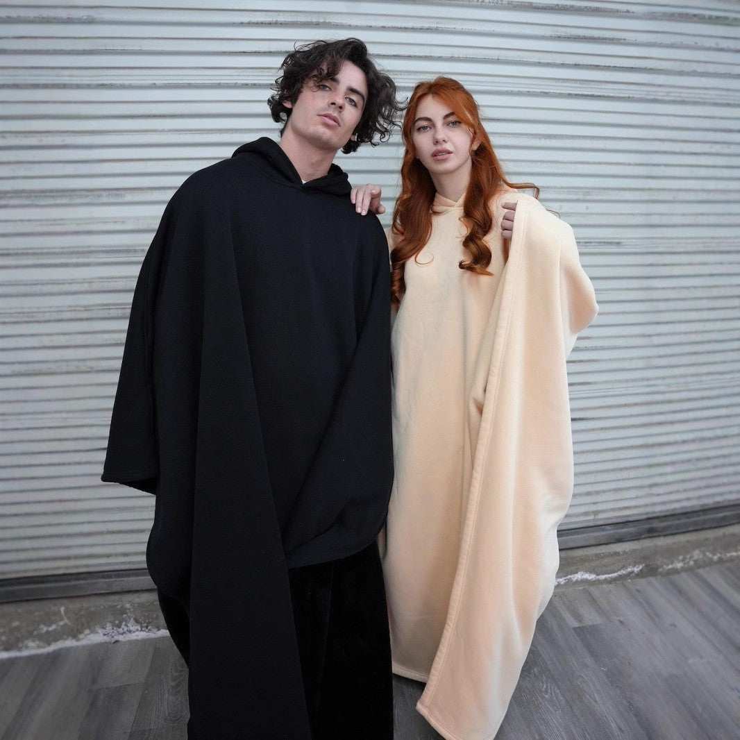 Women's Cozy Hooded Poncho in Soft Microfleece